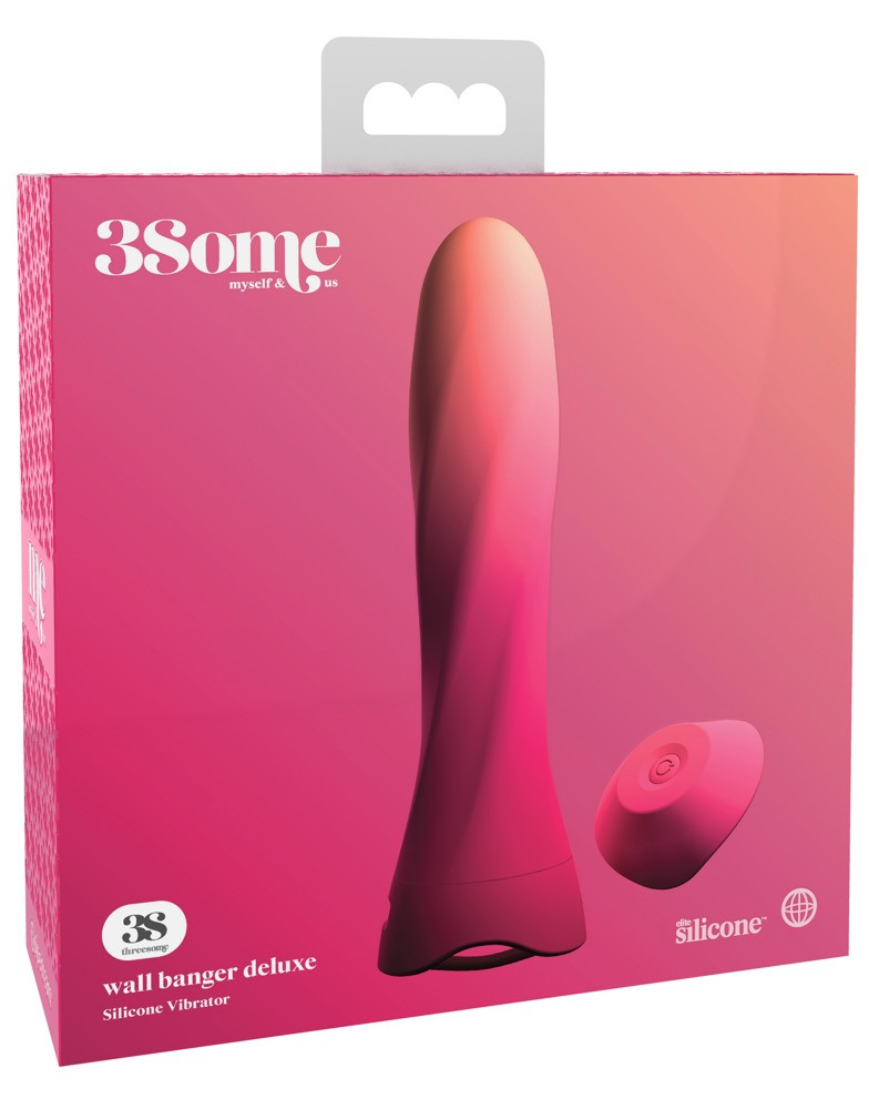 3Some wall banger deluxe - dobíjecí, rádiem řízený tyčový vibrátor (růžový)