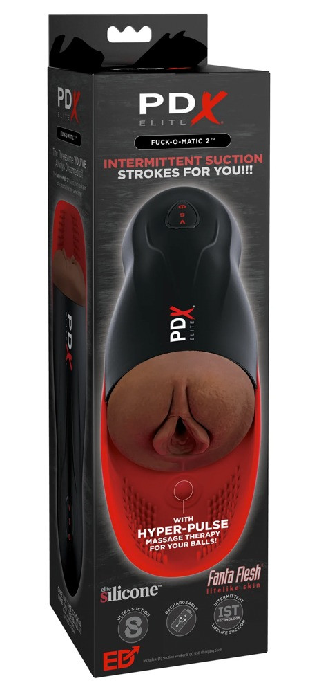 PDX Elite Fuck-O-Matic 2 - dobíjecí, sací dildo masturbátor