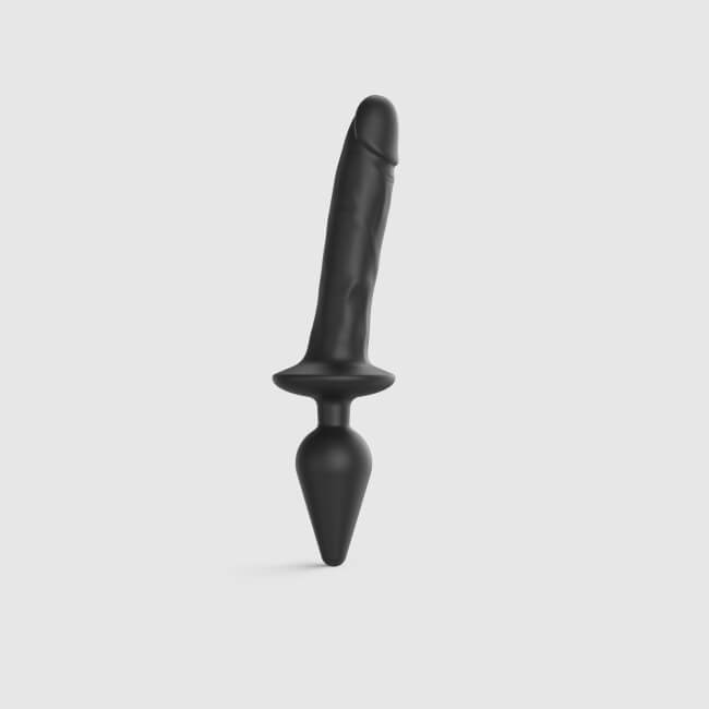 Strap-on-me Swith Realistic XXL - silikonové dildo 2v1 (černé)