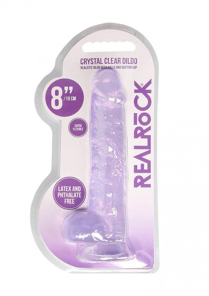 REALROCK - průsvitné realistické dildo - fialové (19cm)