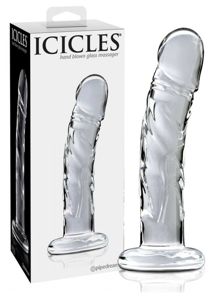 Icicles No. 62 - skleněné dildo s penisem (průsvitné)