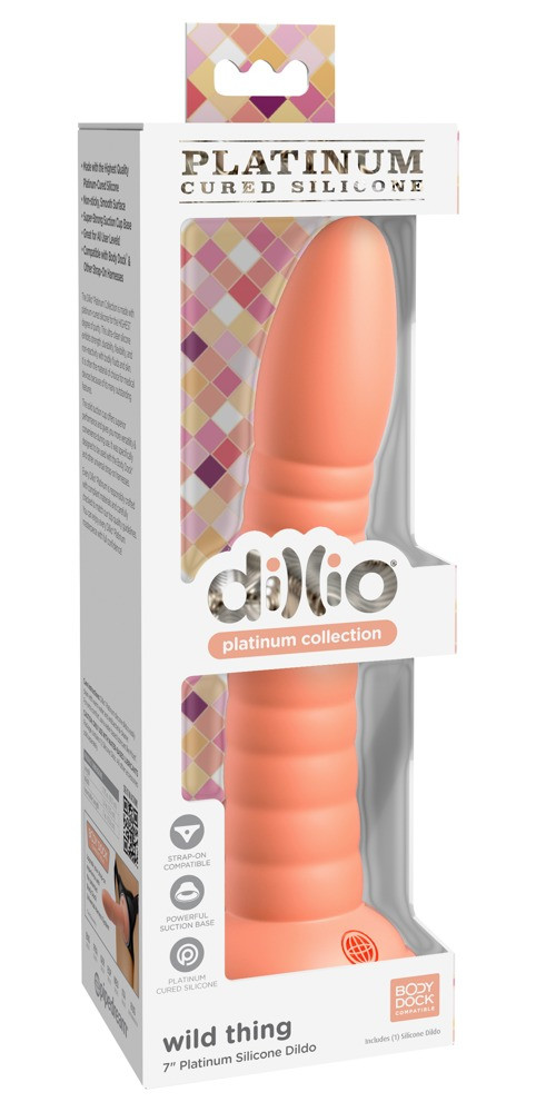 Dillio Wild Thing - silikonové dildo s drážkami (19 cm) - oranžové