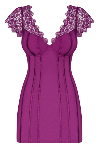 Výjimečná košilka Moketta chemise purple - Obsessive fialová S/M