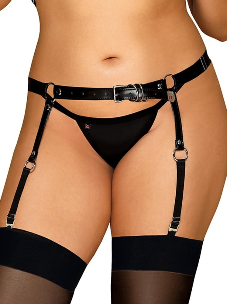 Svůdný podvazkový pás A756 Garter Belt - Obsessive černá XL/XXL