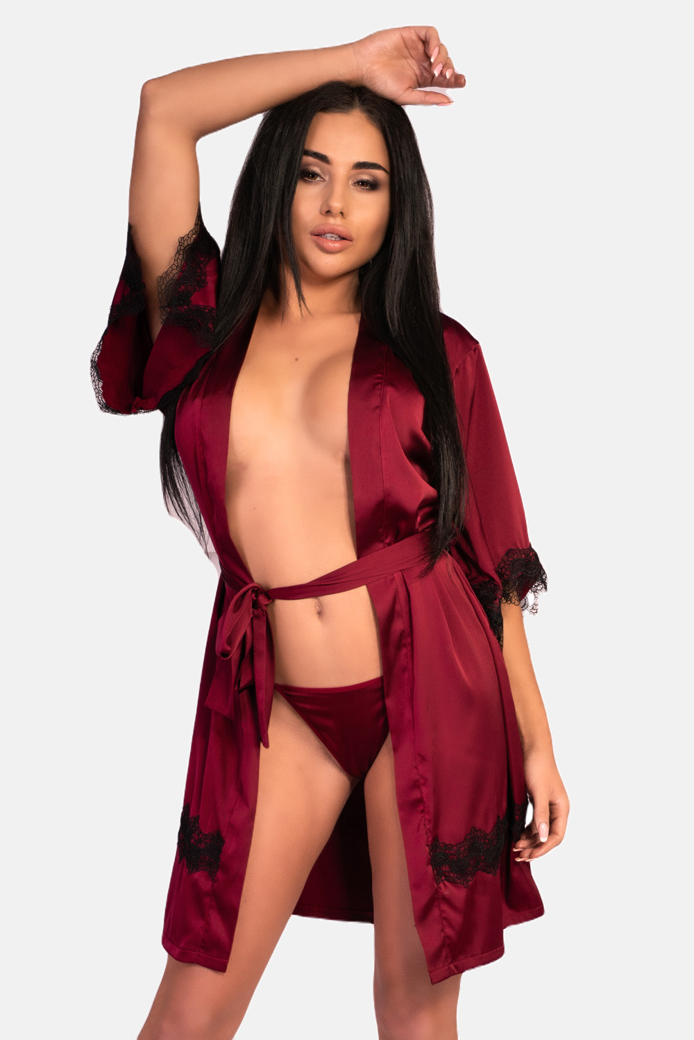 Dámský župan LivCo Corsetti Fashion Housecoat Aresmina Claret L/XL