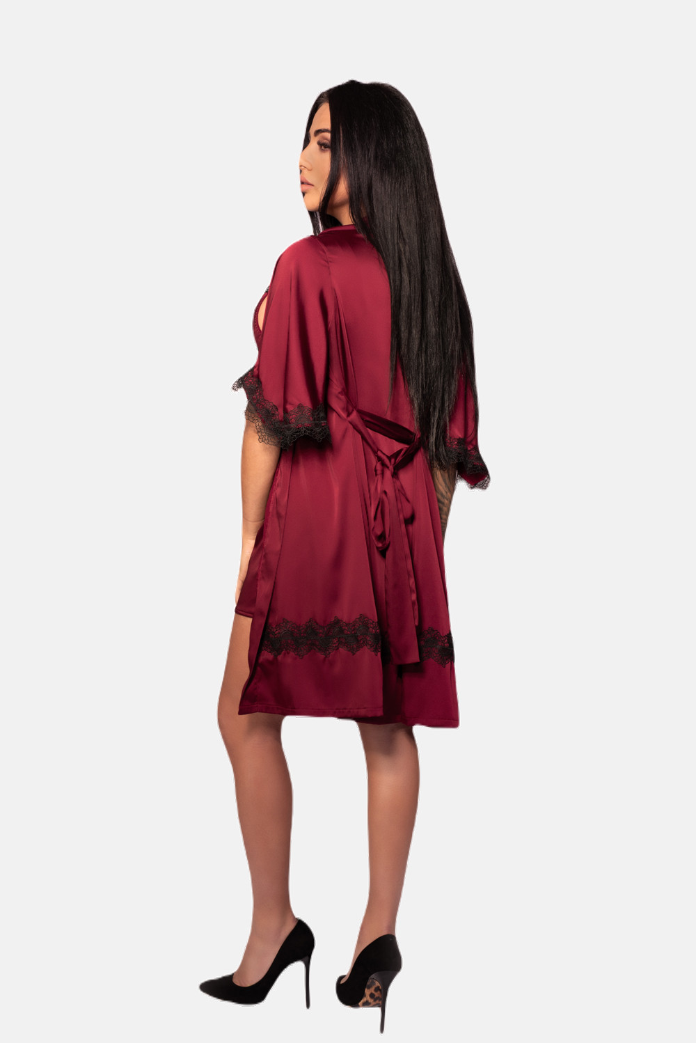 Dámský župan LivCo Corsetti Fashion Housecoat Aresmina Claret L/XL