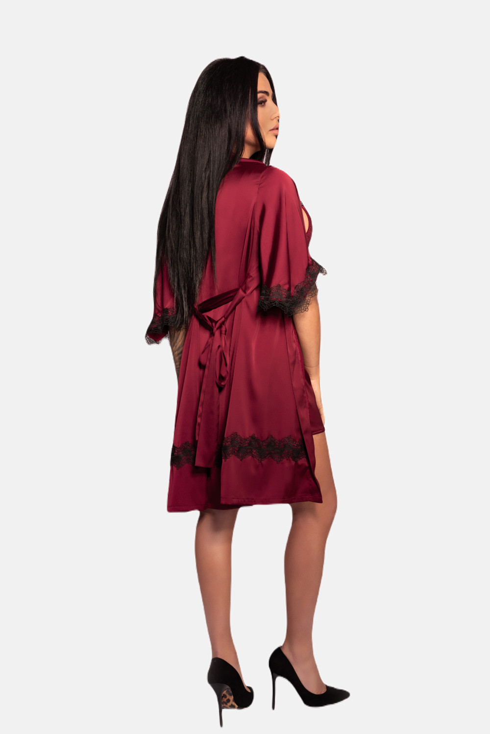 Dámský župan LivCo Corsetti Fashion Housecoat Aresmina Claret L/XL