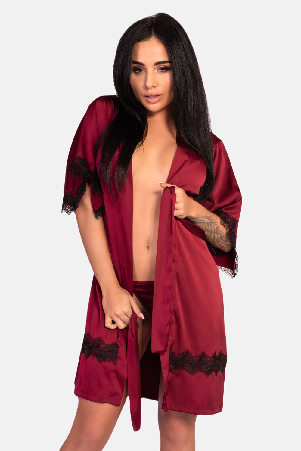 Dámský župan LivCo Corsetti Fashion Housecoat Aresmina Claret L/XL