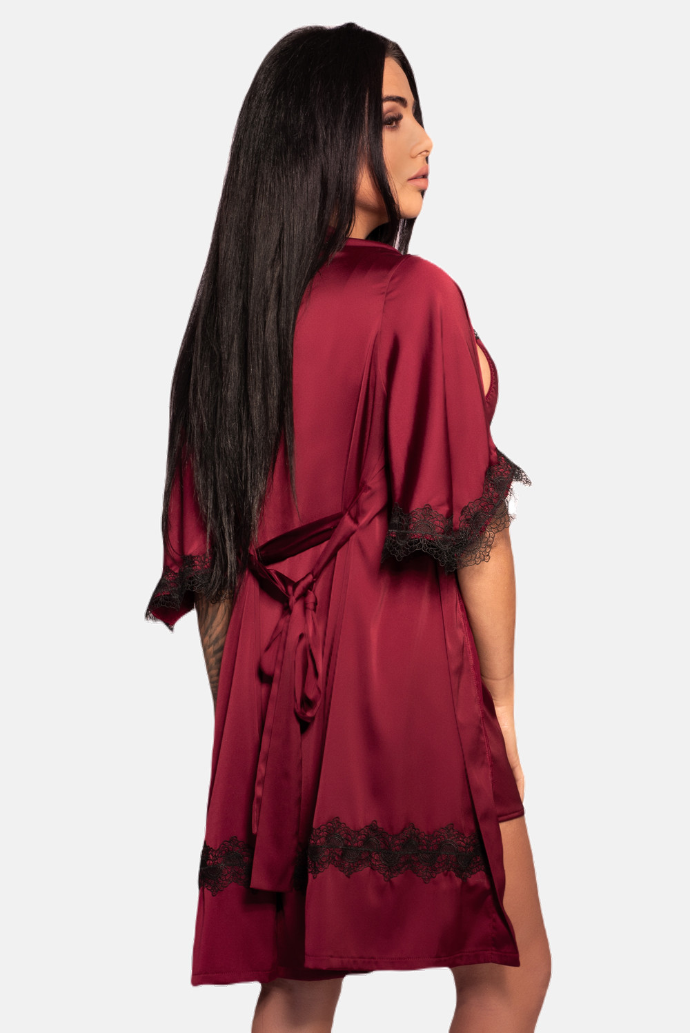 Dámský župan LivCo Corsetti Fashion Housecoat Aresmina Claret L/XL