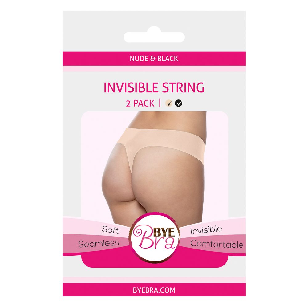 Bye Bra Invisible Thong (Nude & Black 2-Pack) - S