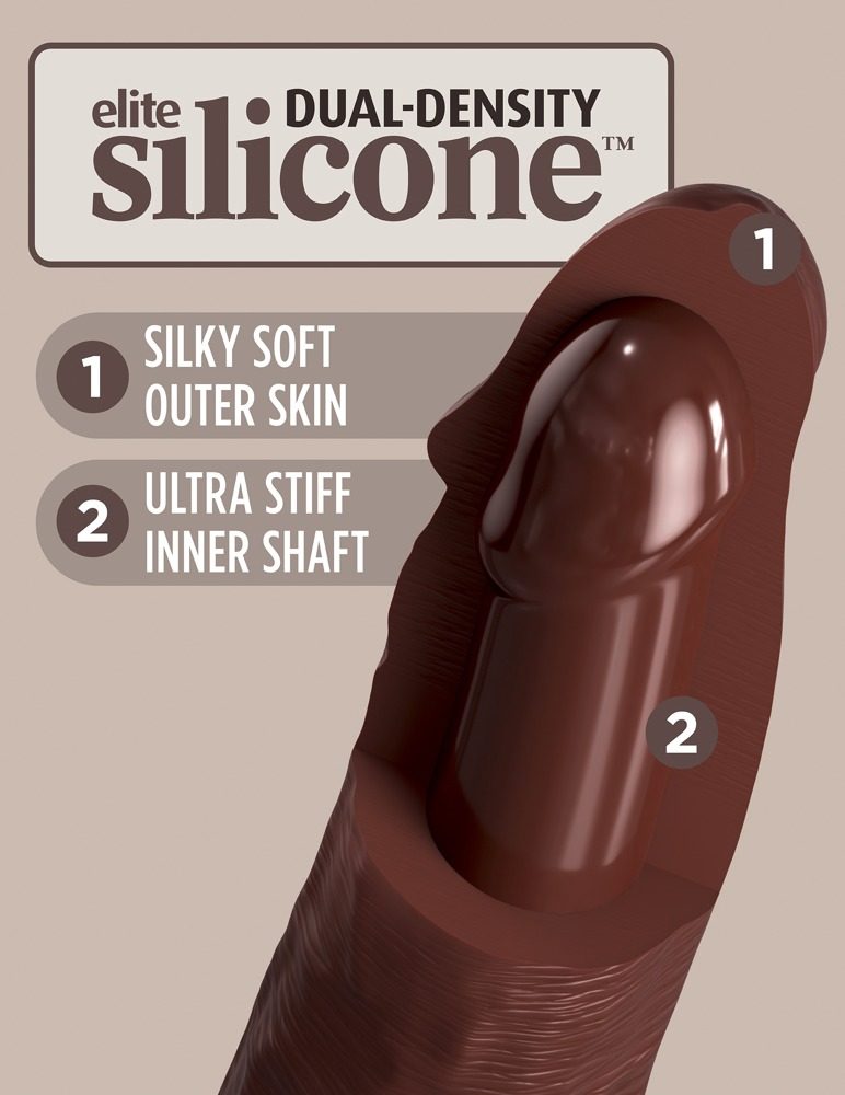 Pipedream King Cock Elite 7 Silicone Dual Density Cock Brown