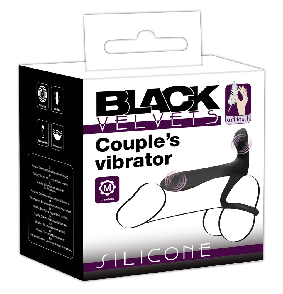 Black Velvet - vibrátor a kroužek na penis 2v1 na baterie (černý)