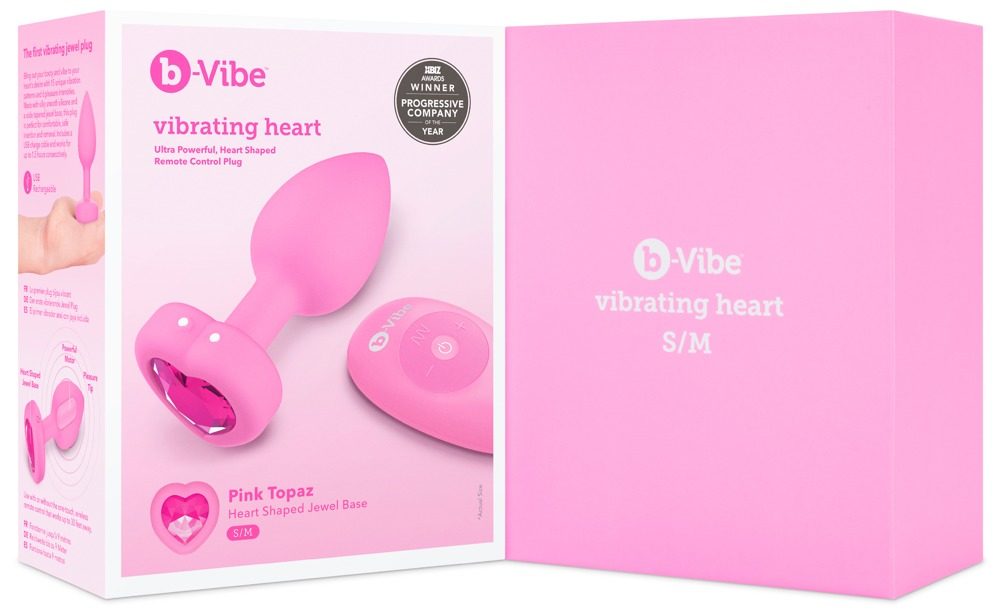 b-Vibe Vibrating Heart Plug S/M Pink