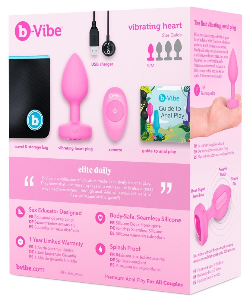 b-Vibe Vibrating Heart Plug S/M Pink