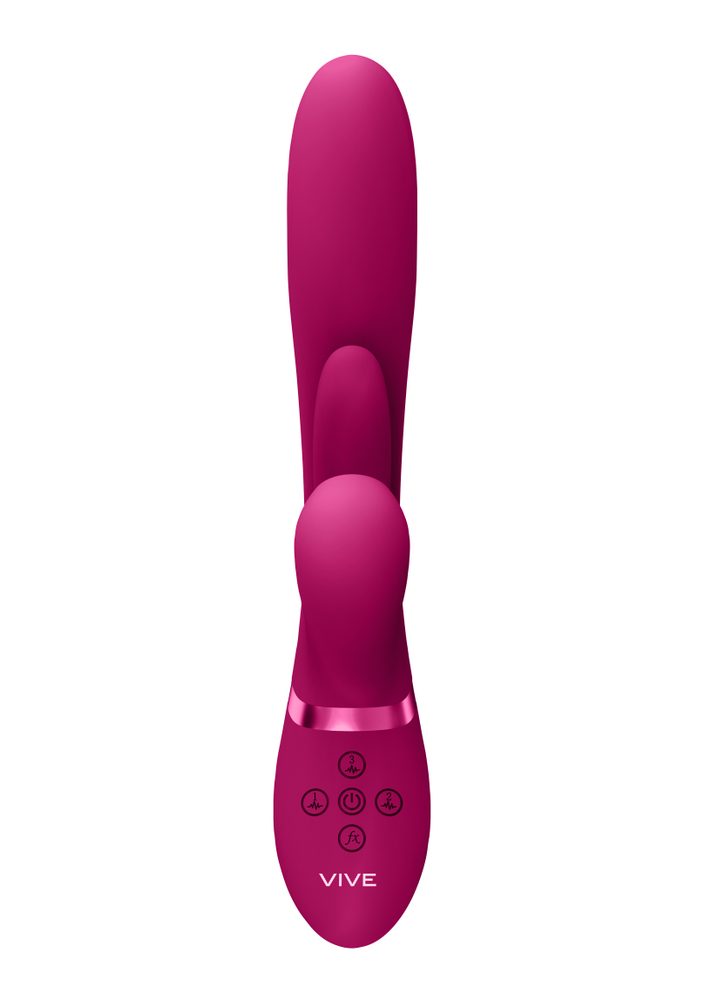 Vive Kura Thrusting G Spot with Flapping Tongue and Pulse Wave Stimulator Pink