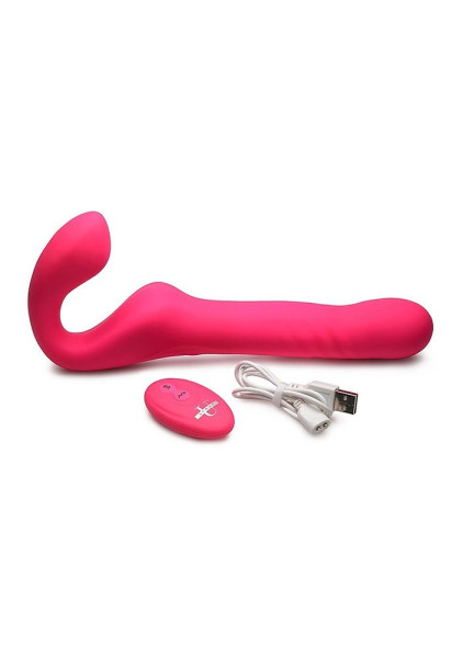 Strap U Mighty-Thrust Thrusting & Vibrating Strapless Strap-On with Remote Pink