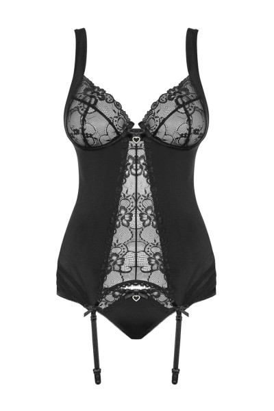 Erotický korzet Heartina corset black - OBSESSIVE černá S/M