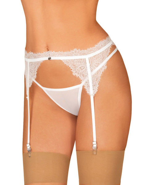 Elegantní podvazkový pás model 17558200 garter belt  L/XL bílá - Obsessive