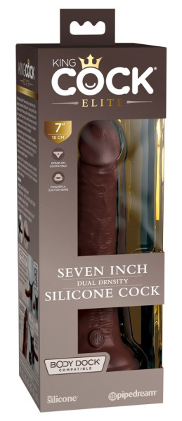 King Cock Elite 7- připínací, realistické dildo (18 cm) - hnědé