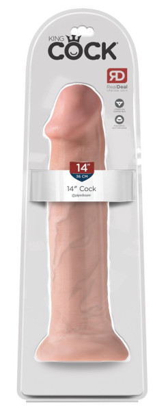 King Cock 14 - velké dildo se svorkou (36 cm) - přírodní