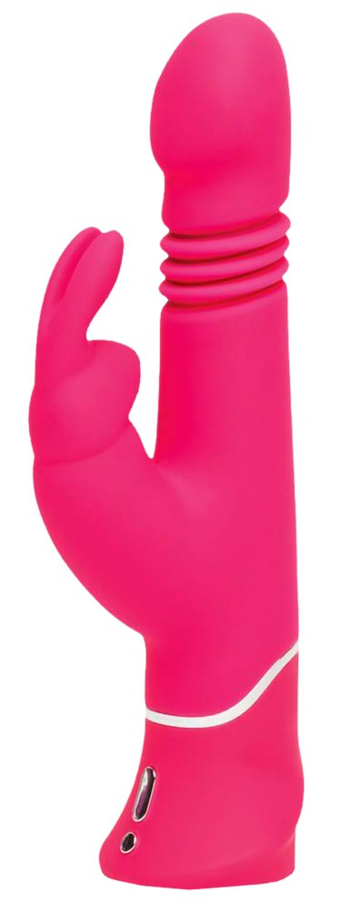 Happyrabbit Thrusting - nabíjecí vibrátor s posuvem a ramínkem na klitoris (růžový)