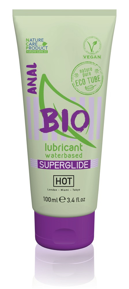 HOT BIO Superglide Anal - veganský anální lubrikant na vodní bázi (100 ml)