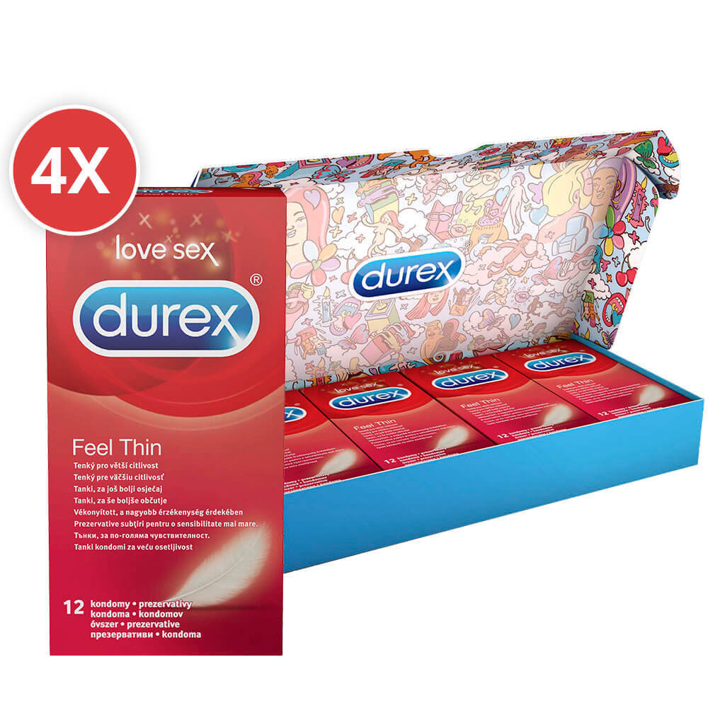Durex Feel Thin - balení kondomů s pocitem života (3 x 12 ks)