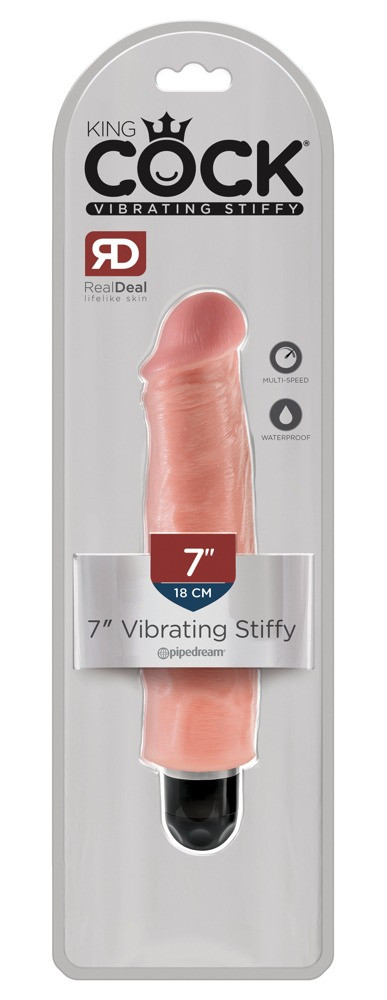 Pipedream King Cock 7″ Vibrating Stiffy - vodotěsný, realistický vibrátor (18cm) - tělová barva