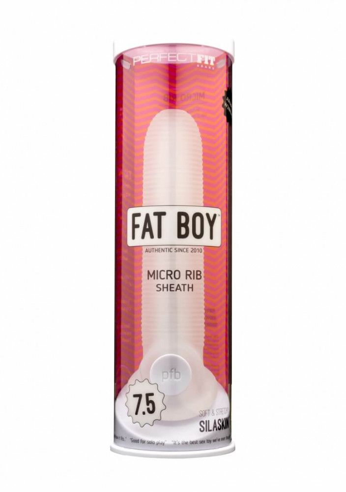 Fat Boy Micro Ribbed - návlek na penis (19 cm) - mléčně bílý