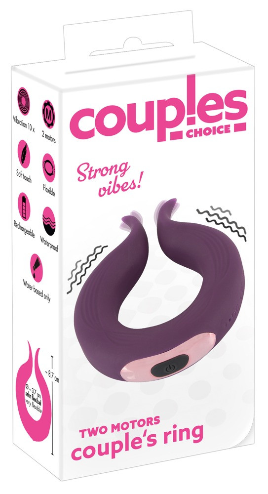 Couples Choice - bateriový kroužek na penis se dvěma motory (fialový)