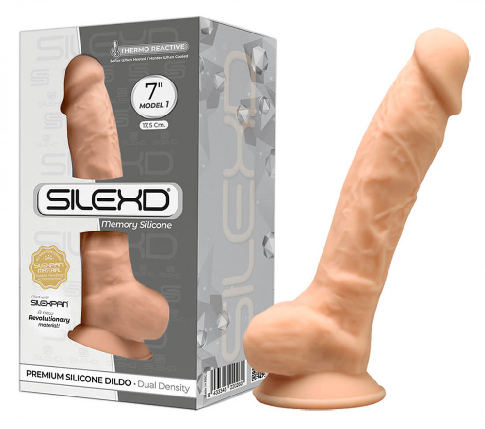 Silexd 7 - umělý penis s přísavkou - 17,5 cm (přírodní barva)