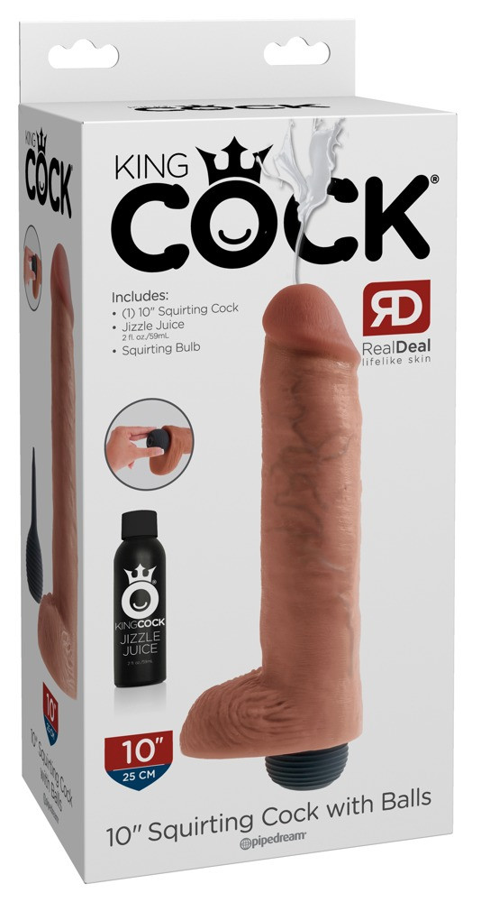 King Cock 10 - realistické stříkající dildo (25cm) - tělová barva