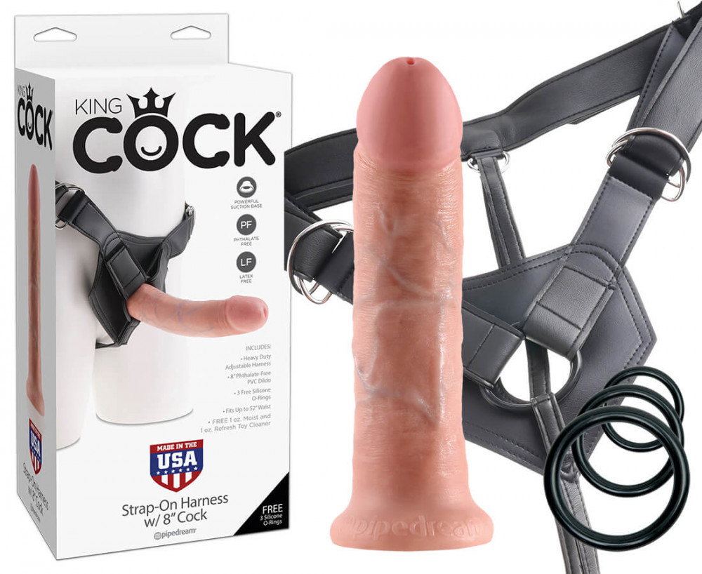 King Cock Strap-on 8 - připínací dildo - tělová barva