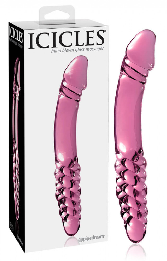 Pipedream Icicles No. 57 - oboustranné skleněné dildo (růžové)