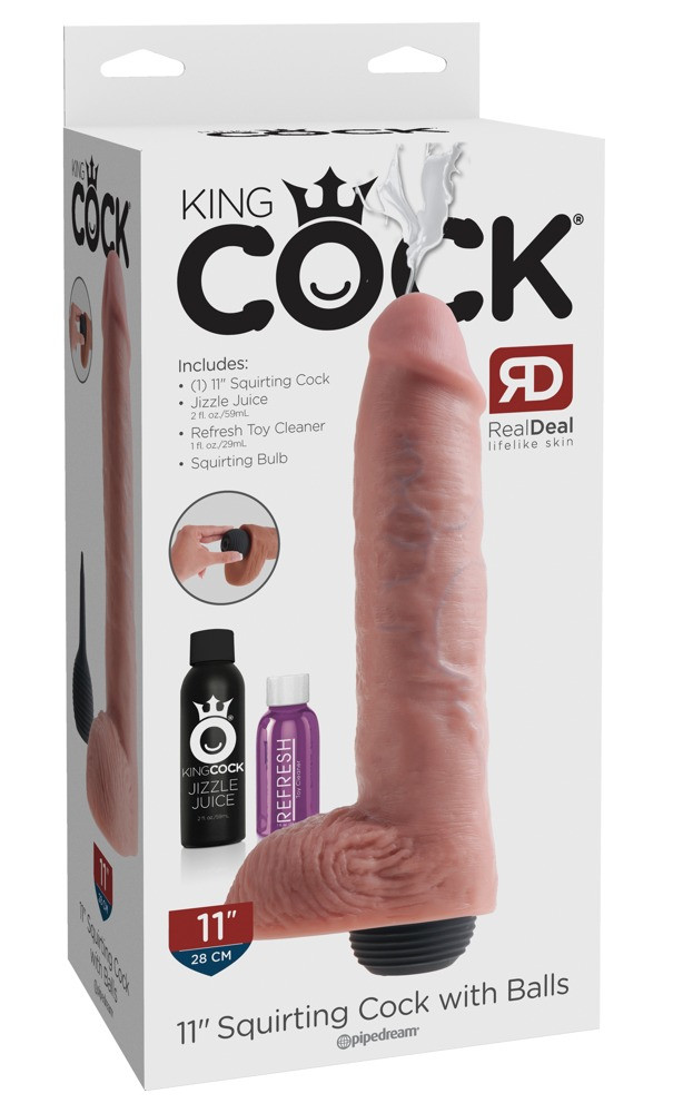 King Cock 11 - realistické stříkající dildo (28 cm) - přírodní