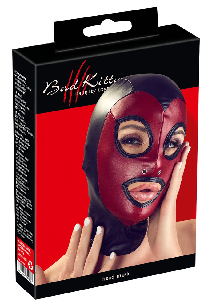 Bad Kitty - lesklá maska ? - černo-červená (S-L)