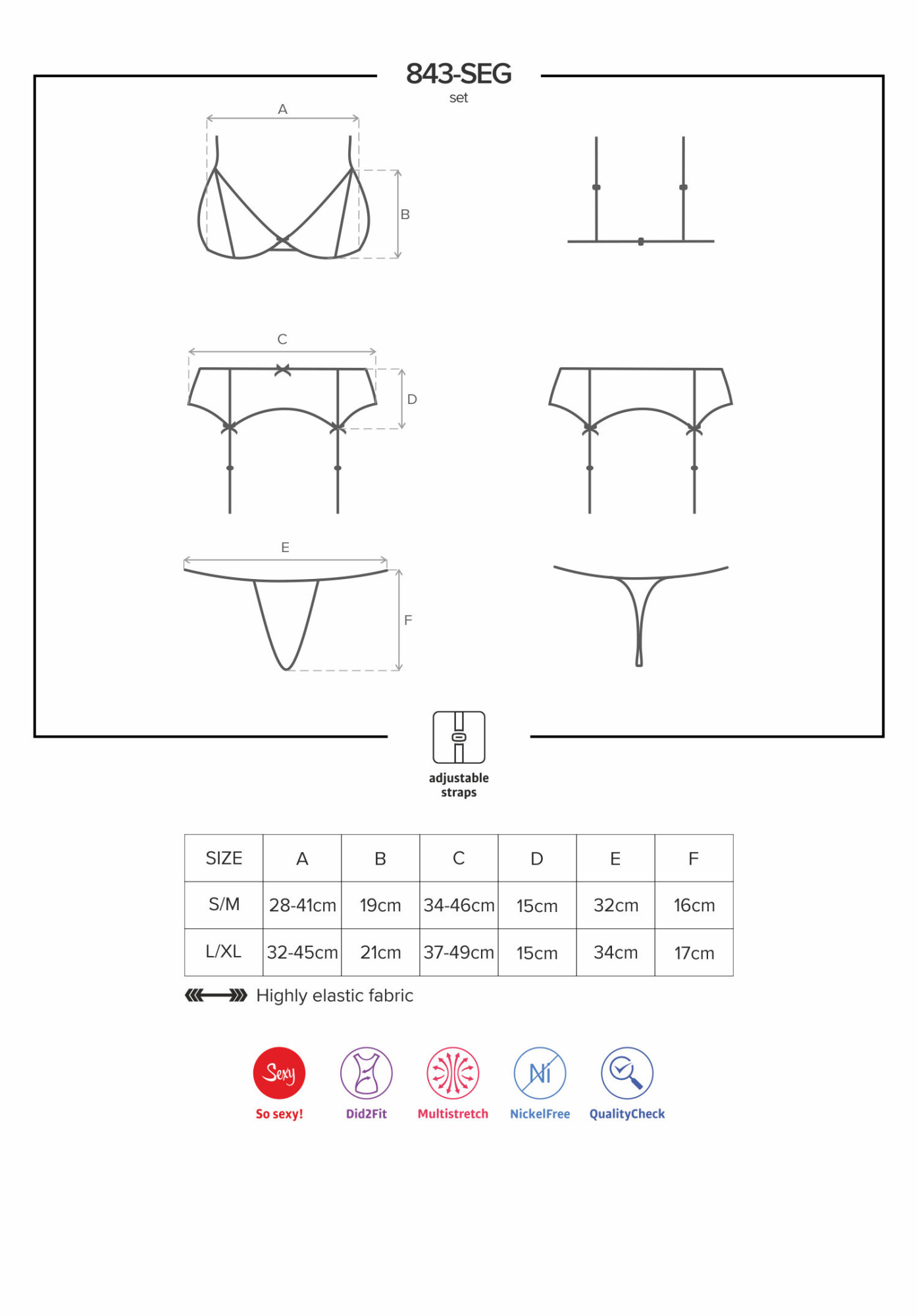 Okouzlující set 843 - SEG - Obsessive krémová L/XL