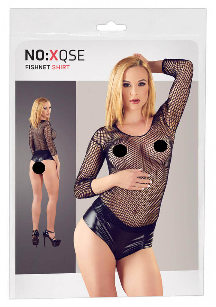 NO:XQSE – tričko s dlouhými rukávy ze síťovaného materiálu - černý (S-L)