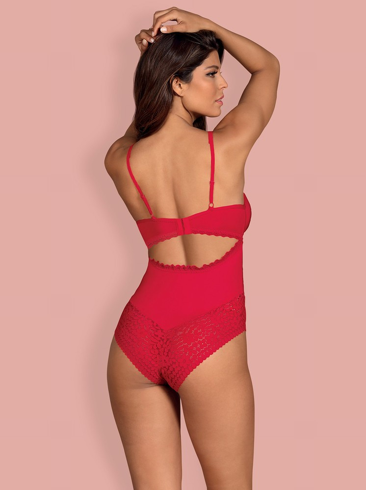 Pikantní body Jolierose teddy - Obsessive L/XL červená