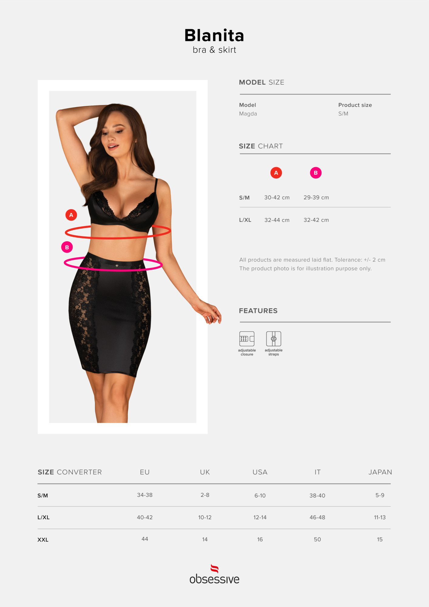 Dokonalý set Blanita bra & skirt - Obsessive černá L/XL