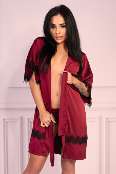 Dámský župan LivCo Corsetti Fashion Housecoat Aresmina Claret L/XL