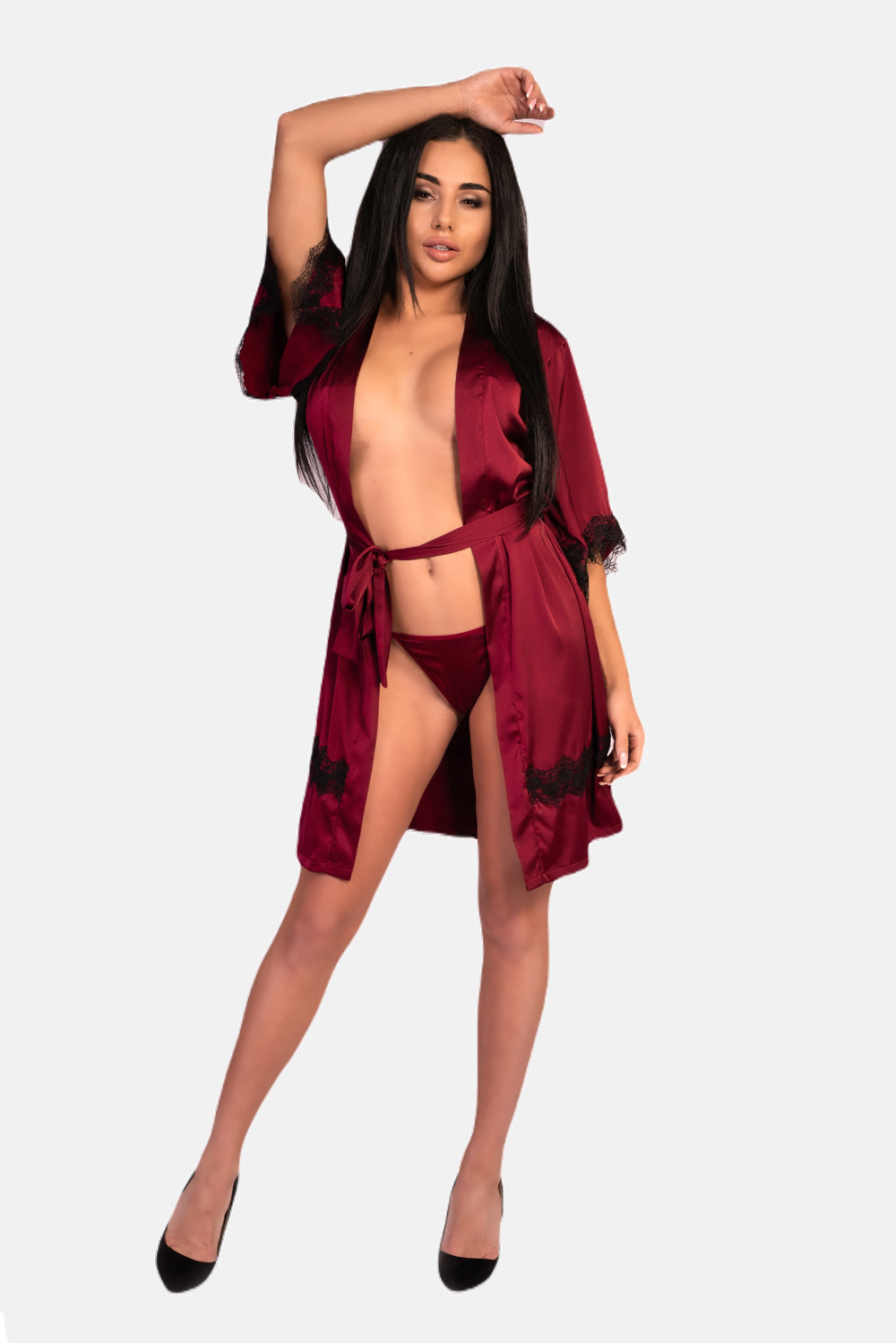 Dámský župan LivCo Corsetti Fashion Housecoat Aresmina Claret L/XL