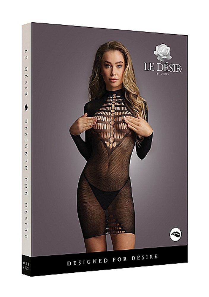 Le Désir Long Sleeve Fishnet Dress