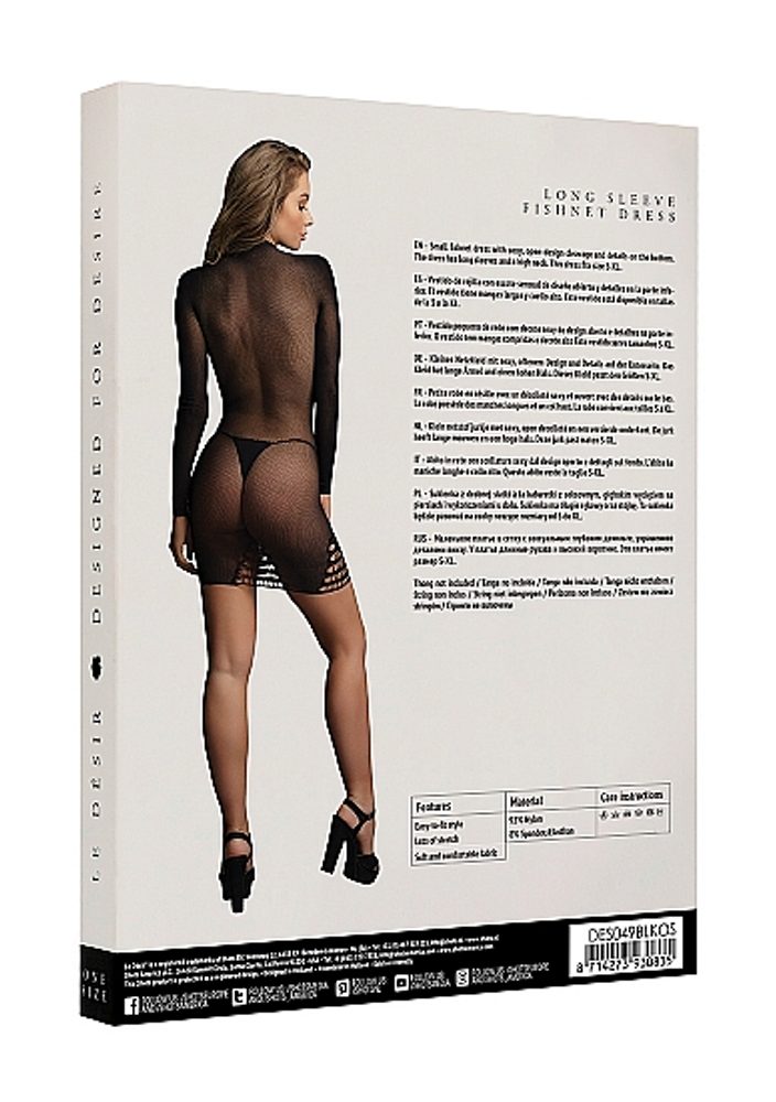 Le Désir Long Sleeve Fishnet Dress