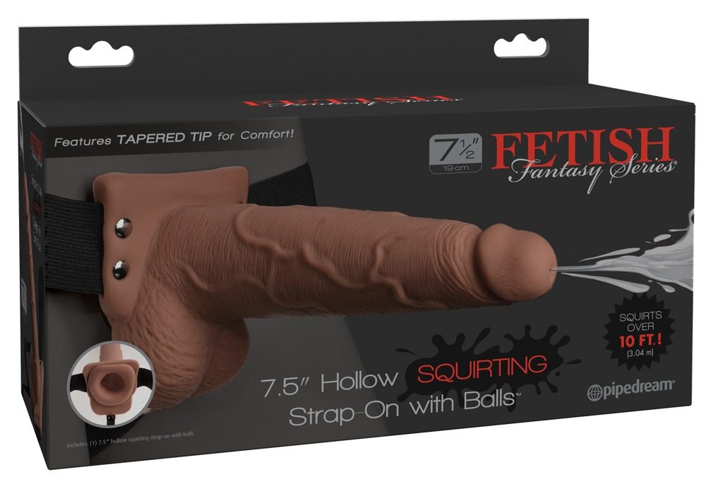 Fetish Fantasy 7.5 Hollow Squirting Strap-On with Balls