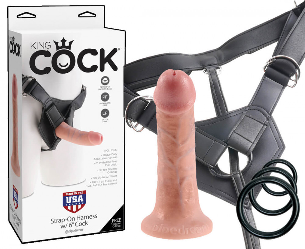 King Cock Strap-on 6 - připínací dildo - tělová barva