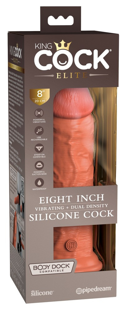 King Cock Elite 8 - připínací, realistické dildo (20 cm) - tmavě přírodní