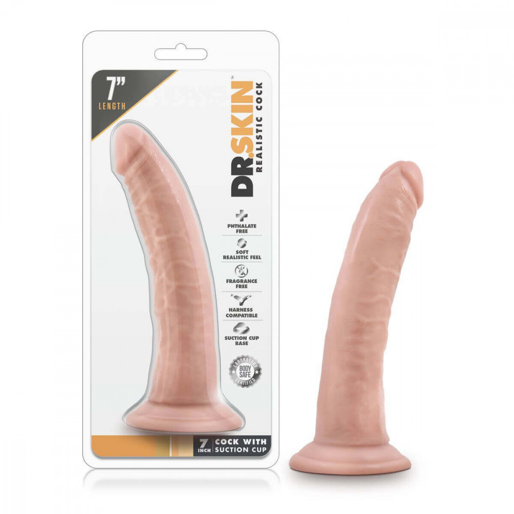 Dr. Skin 7 - připínací realistické dildo - přírodní (17,5 cm)