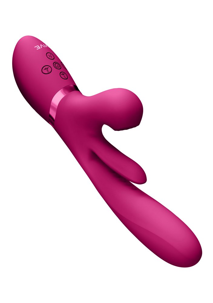 Vive Kura Thrusting G Spot with Flapping Tongue and Pulse Wave Stimulator Pink