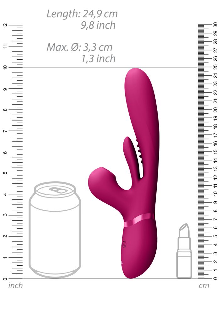 Vive Kura Thrusting G Spot with Flapping Tongue and Pulse Wave Stimulator Pink